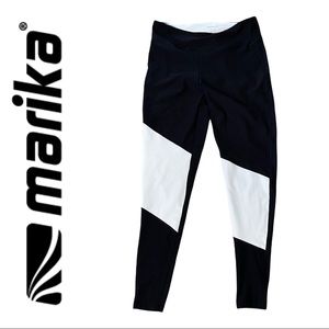 MARIKA leggings black and white colorblock M yoga workout pants